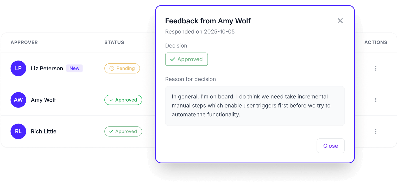 Memorialize Approvals and Decisions